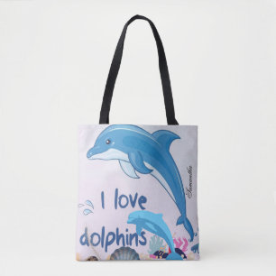 Tote Bag Citations de dauphins d'amour mignons et colorés N