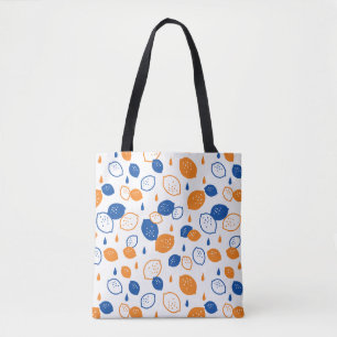Tote Bag Citron bleu et orange Motif Jouer sur le thème des
