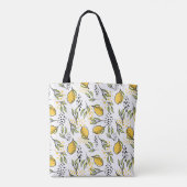 Tote Bag Citron, branches vertes : motif abstrait. (Dos)