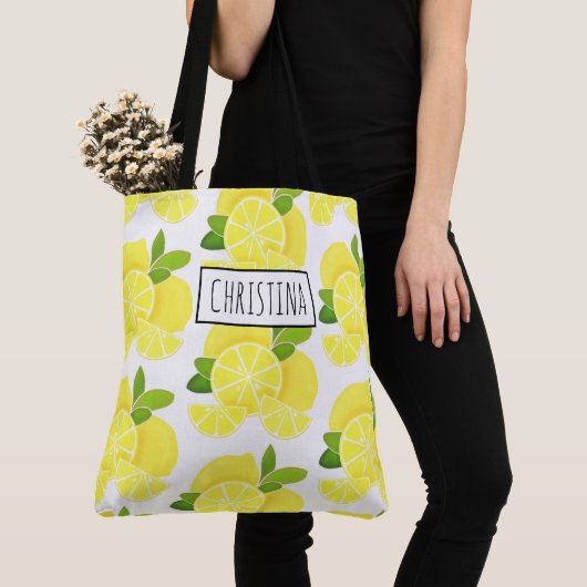 Tote Bag Citron citron tranches de citron fruits tropicaux  (De près)