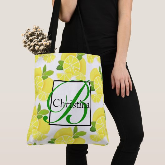 Tote Bag Citron citron tranches de citron fruits tropicaux (De près)