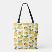 Tote Bag Citron Motif Fruit Rétro Jaune Sur Blanc (Dos)