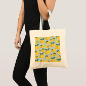 Tote Bag Citron Motif Fruit Rétro Jaune Sur Vert (Devant (produit))