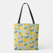 Tote Bag Citron Motif Fruit Rétro Jaune Sur Vert (Dos)