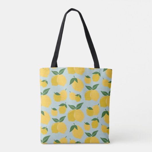 Tote Bag Citron Motif Fruit Rétro Jaune Sur Vert (Dos)