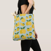 Tote Bag Citron Motif Fruit Rétro Jaune Sur Vert (De près)