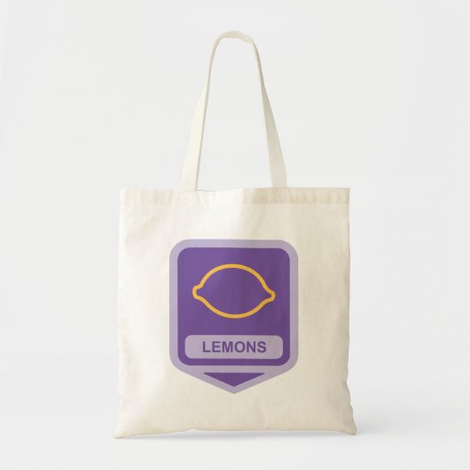 Tote Bag Citron - Outline Fruit pourpre et jaune (Devant)