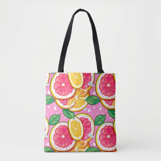 Tote Bag Citron Rose Pointillé (Devant)