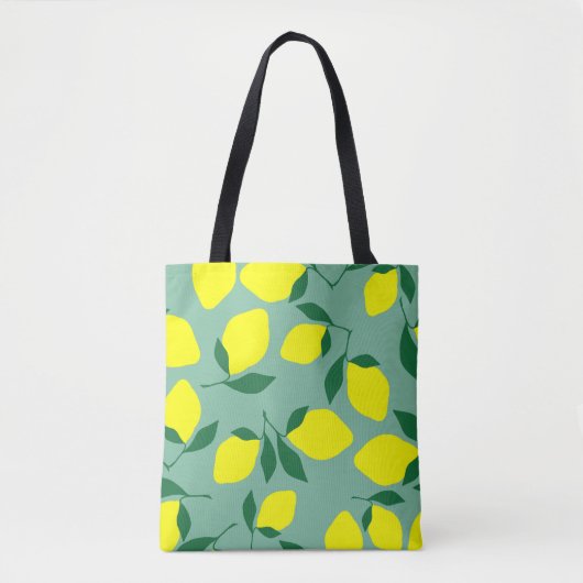 Tote Bag Citron simple, Arrière - plan vert. (Devant)