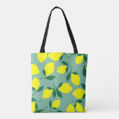 Tote Bag Citron simple, Arrière - plan vert. (Dos)