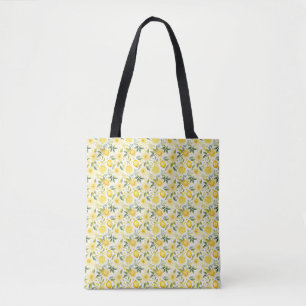 Tote Bag Citron vert avec Feuilles verts et fleurs