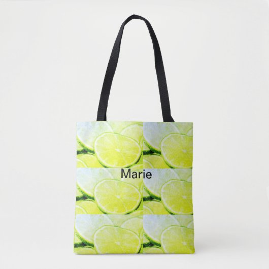 Tote Bag Citron vert jaune simple ajouter un nom personnali (Devant)