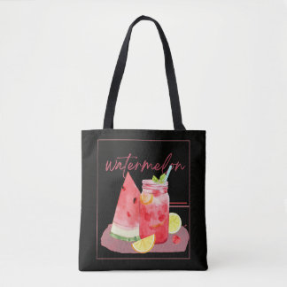 Tote Bag Citronnade à la Pastèque en Art Aquarelle