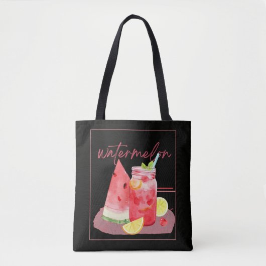 Tote Bag Citronnade à la Pastèque en Art Aquarelle (Devant)