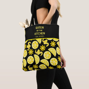 Tote Bag citrons citrus citron chef mignon jaune noir