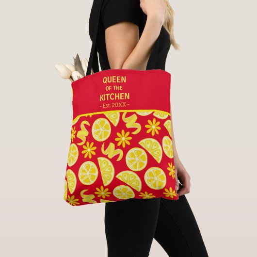 Tote Bag citrons citrus citron chef mignon jaune rouge (De près)