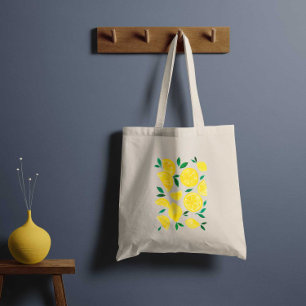 Tote Bag citrons d'aquarelle - jaune et vert
