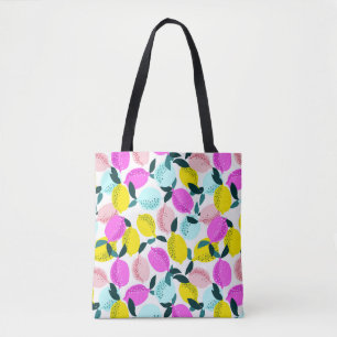Tote Bag Citrons dessinés à la main motif vintage