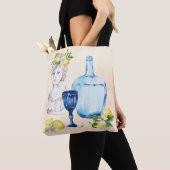 Tote Bag citrons et verres bleus (De près)