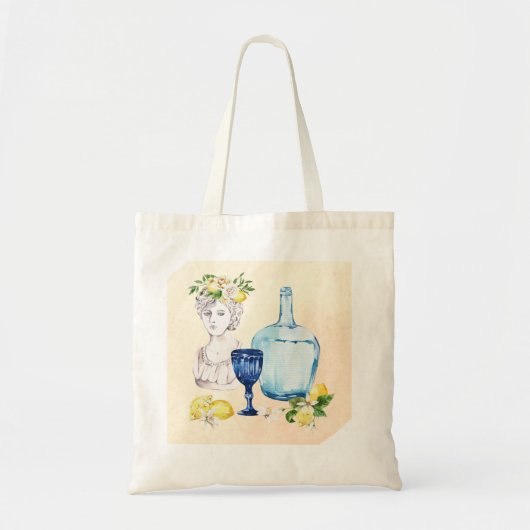 Tote Bag citrons et verres bleus (Devant)