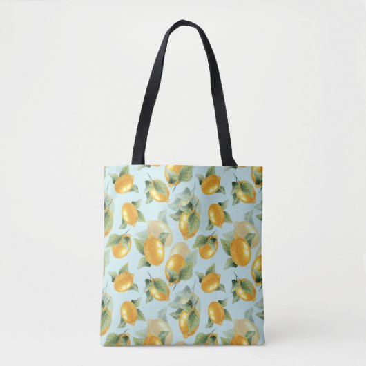 Tote Bag Citrons Feuilles : Aquarelle Impression transparen (Devant)