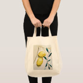 Tote Bag citrons jaune vif aux herbes pour la cuisine (Devant (produit))