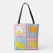 Tote Bag citrons jaune vif, soleil orange, lancers d'été (Dos)