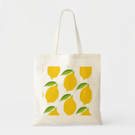 Tote Bag citrons jaunes, motif artistique sans soudure. (Devant)