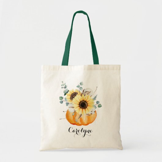 Tote Bag Citrouille aquarelle avec Sunflowers Bridesmaid (Devant)