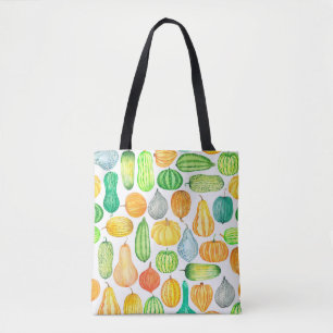 Tote Bag Citrouille aquarelle, motif transparent
