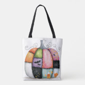 Tote Bag Citrouille blanche patchwork Halloween (Dos)