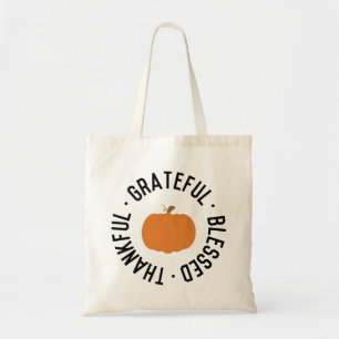 Tote Bag Citrouille d'automne Merci reconnaissant béni auto