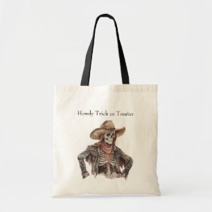 Tote Bag Citrouille de fantôme de cowboy marron Western Hal