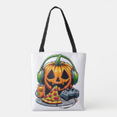 Tote Bag Citrouille d'Halloween avec casque et jeux? (Dos)