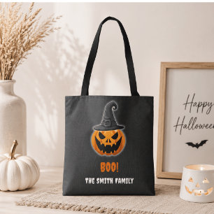 Tote Bag Citrouille d'Halloween “BOO!” – Nom personnalisé