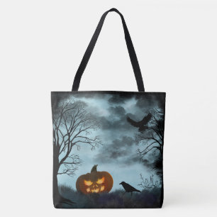 Tote Bag Citrouille d'Halloween et corbeau