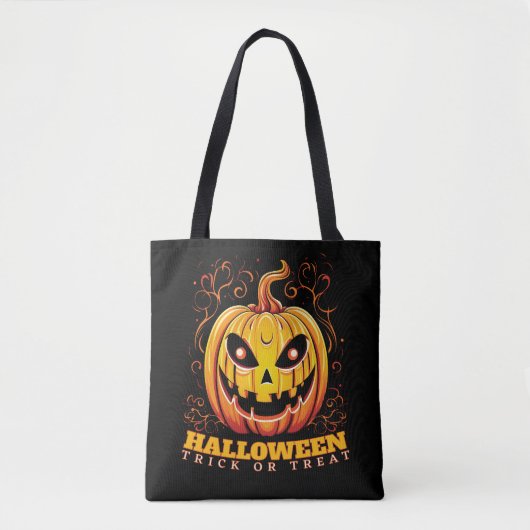 Tote Bag Citrouille d'Halloween Jack-O-Lantern (Devant)