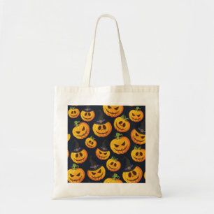 Tote Bag Citrouille d'Halloween : Motif de sorcière Vintage