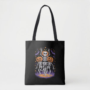Tote Bag Citrouille d'Halloween squelette dansant