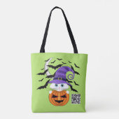 Tote Bag Citrouille effrayant avec un Casquette Kitty et so (Dos)