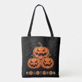 Tote Bag Citrouille effrayant Orange Black Halloween (Dos)