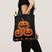 Tote Bag Citrouille effrayant Orange Black Halloween (De près)