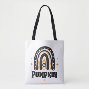 Tote Bag Citrouille Elegant noir arc-en-ciel