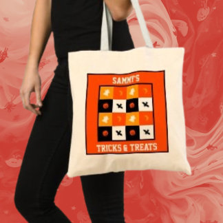 Tote Bag Citrouille fantôme chauve-souris Lune Trick or Tre