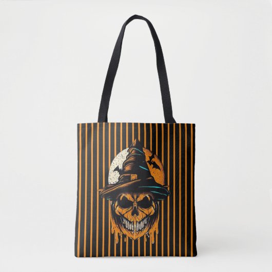 Tote Bag citrouille/Halloween/crâne/éffrayant (Devant)
