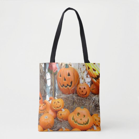 Tote Bag Citrouille halloween Jack-o'-lantern orange citrou (Devant)