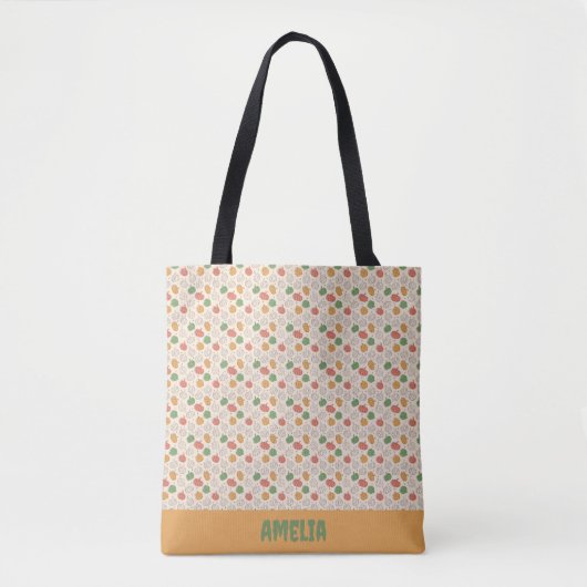 Tote Bag Citrouille Halloween orange jaune vert (Devant)