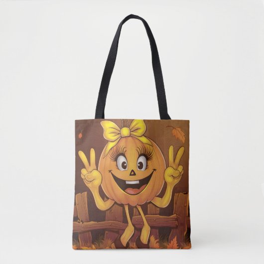 Tote Bag Citrouille heureuse. (Devant)