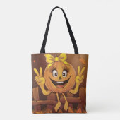 Tote Bag Citrouille heureuse. (Dos)