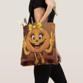 Tote Bag Citrouille heureuse. (De près)